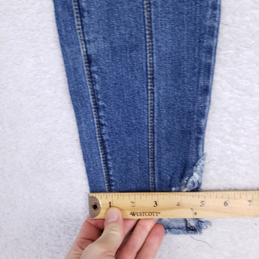 Rue21 Jeggings Womens Sz 8 Blue Uber High Rise Front Seam Frayed Step Hem Jeans